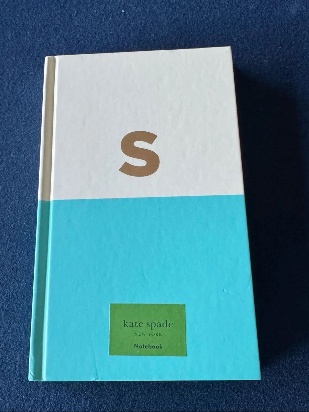 kate spade ♠️ teal & cream lined notebook w/coordinating ribbon place marker